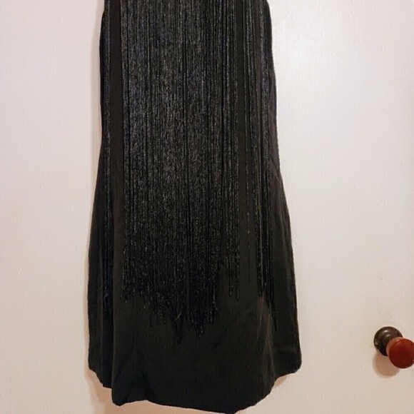 H&M Black Fringe Sleeveless Bodycon Dress Size 4 - Picture 6 of 13